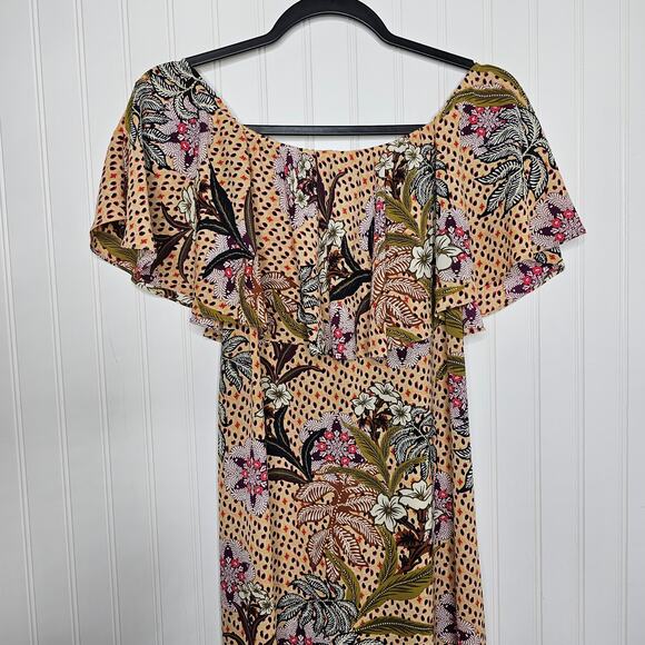 ZARA Floral Off The Shoulder Midi Dress Size XS Beach Vacation Casual Date Night - Picture 3 of 7